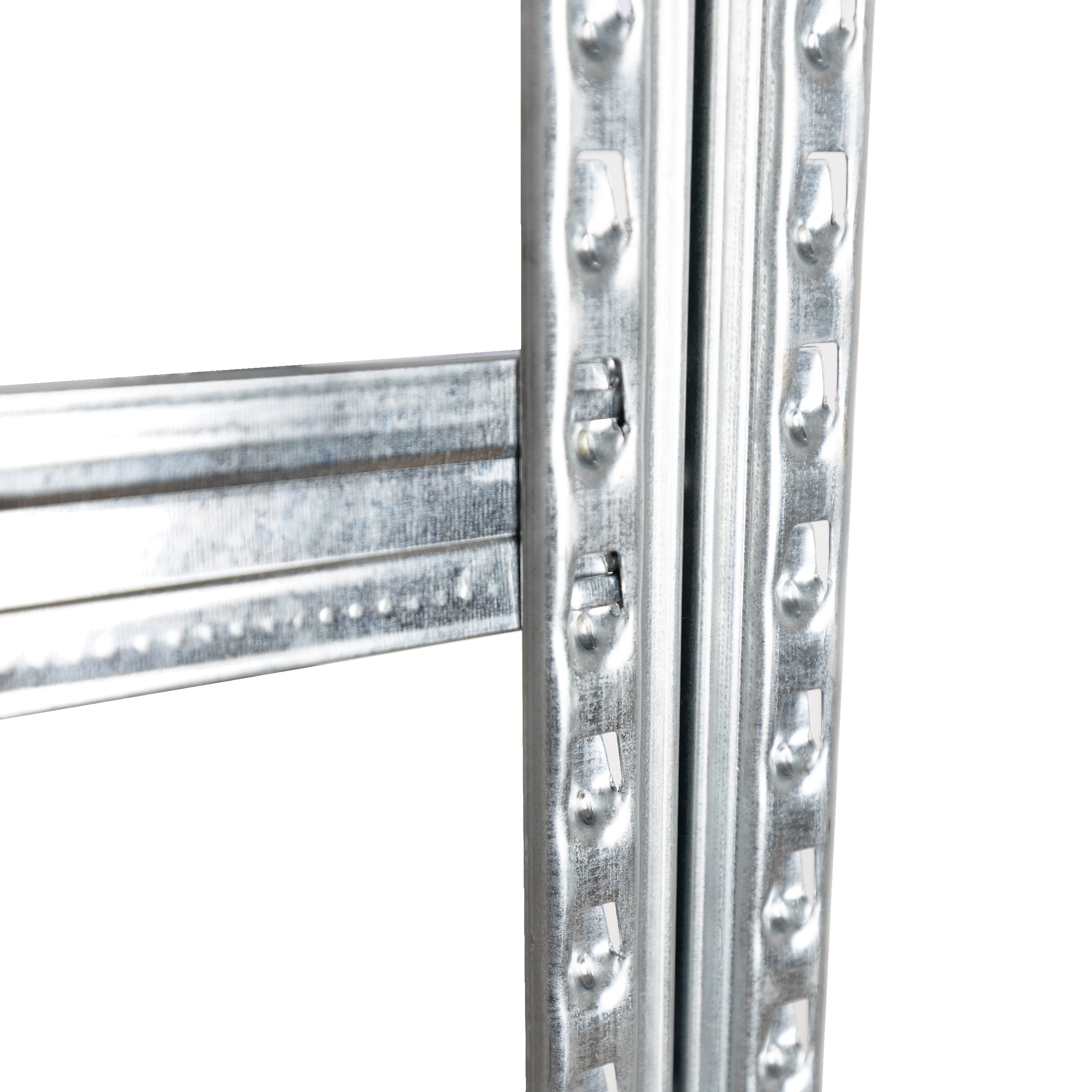 Pfosten mit seitlich angesetztem Längsträger am SUPER Regal